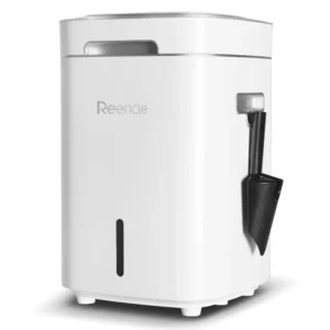 reencle-prime-komposter-side Kućni komposter Reencle Prime – bočni pogled, lopatica za vađenje komposta